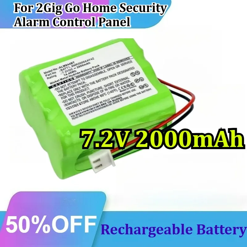 Home Security Battery Replacement - 2Gig Goホームセキュリティアラームコントロールパネル交換用充電式バッテリー 7.2V 2000mAh Ni-MH