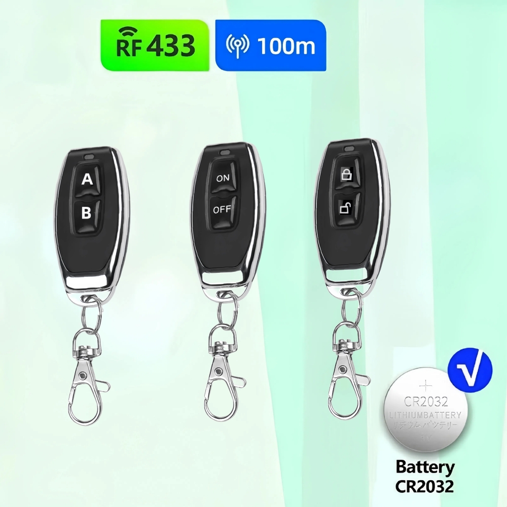 Home Security Front Door Camera - 433MHz学習リモコンRFリモートスマートホーム送信機コントロール学習コードEV1527 車のゲートガレージドアアラームキー用