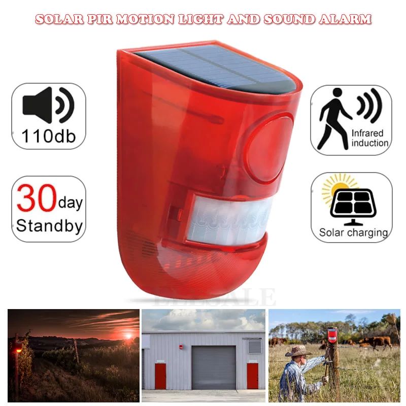 Sim Gsm Alarm - 防水ソーラー式アラームライト赤外線モーション検知サイレンストロボ動物抑止ホームガーデンファームセキュリティシステム