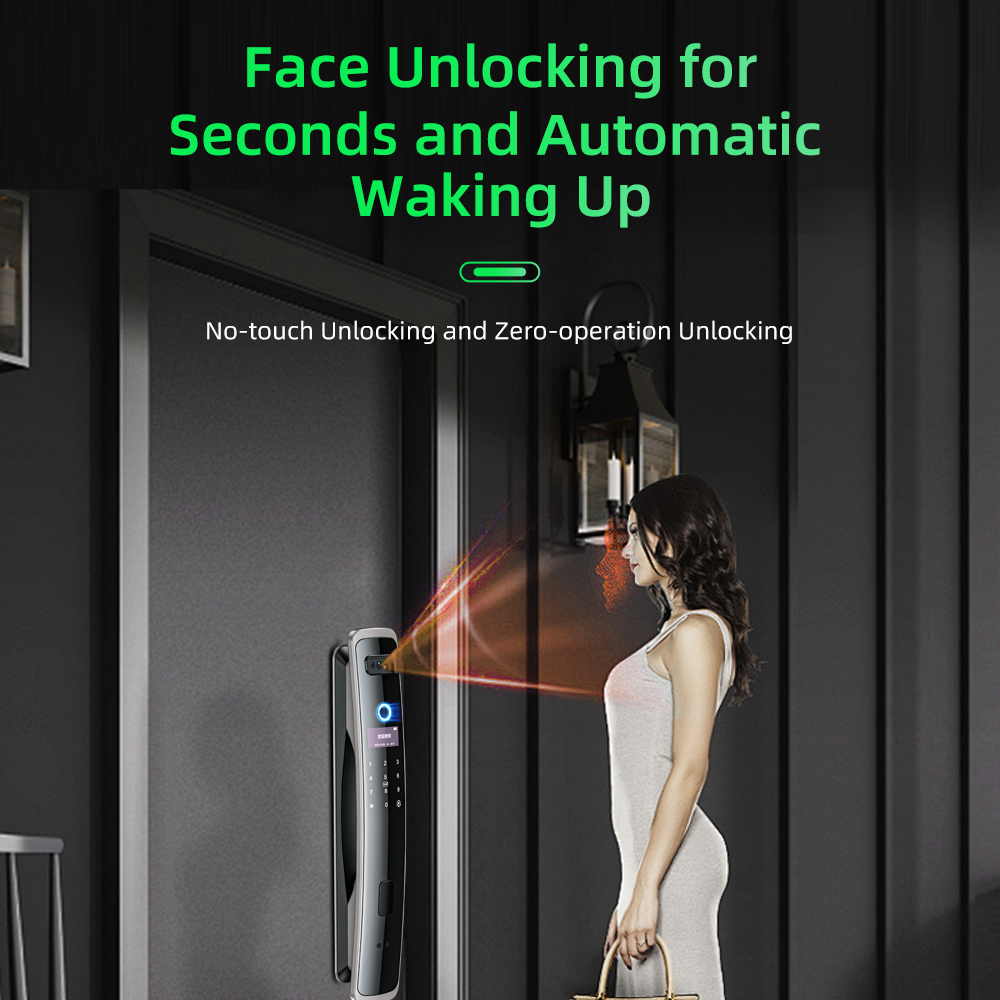 Home Security Front Door Camera - EGFirtor スマートパスワードロック 3D 顔認識指紋 IC カードキーセキュリティホームドアロックカメラ付き