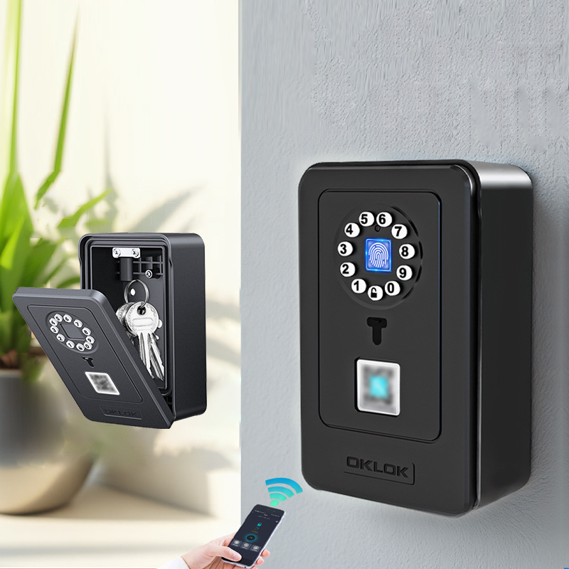 Home Security Box - インテリジェント南京錠ハングデザインパスワード保管デポジットケース家庭用指紋セーフデジタルドアロックボックスセキュリティスマートキー