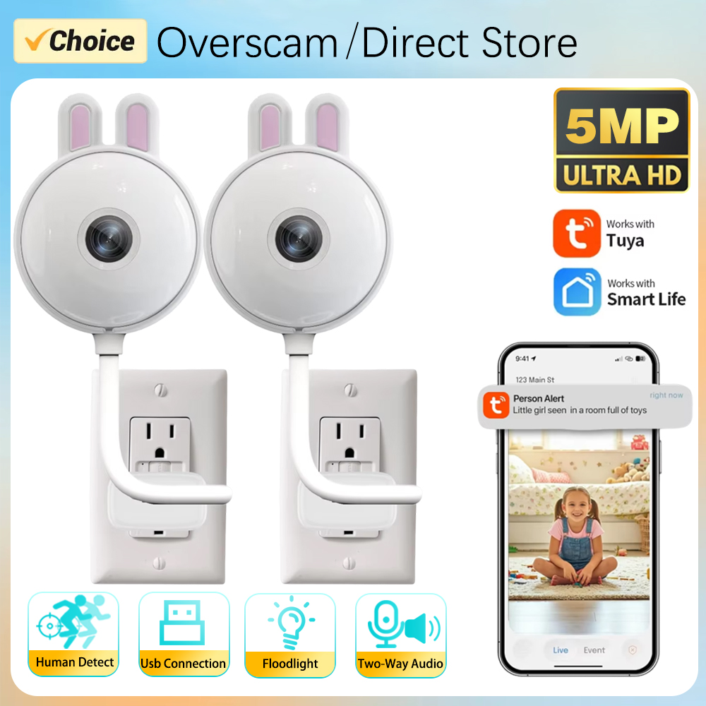 ミニTuya屋内USB電球型WiFiカメラ 5MP ワイヤレ - Home Security Flood Lights のレビューと価格