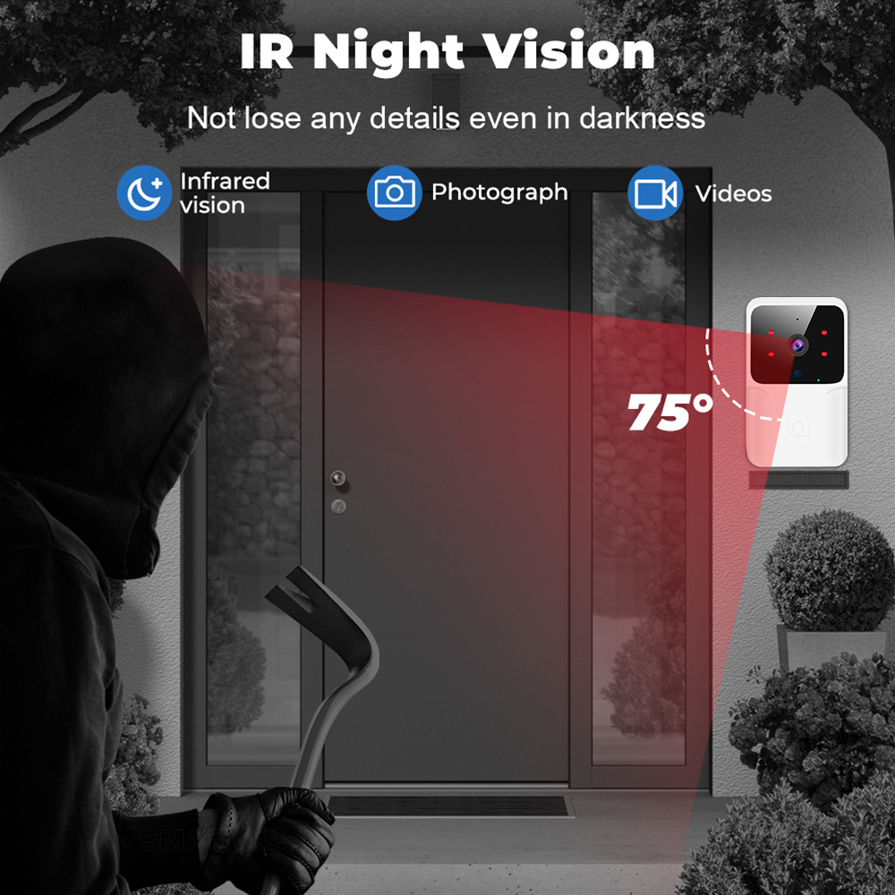 Tuya WiFiビデオドアベル ワイヤレスHDカメラ IR - Home Security Front Door Camera のレビューと価格