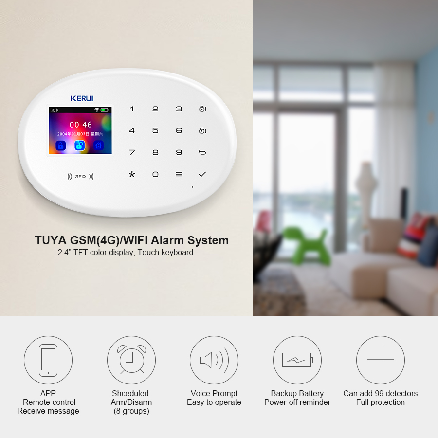 KERUI W202 警報システム WIFI GSM 警報ホ - Home Security Front Door Camera のレビューと価格