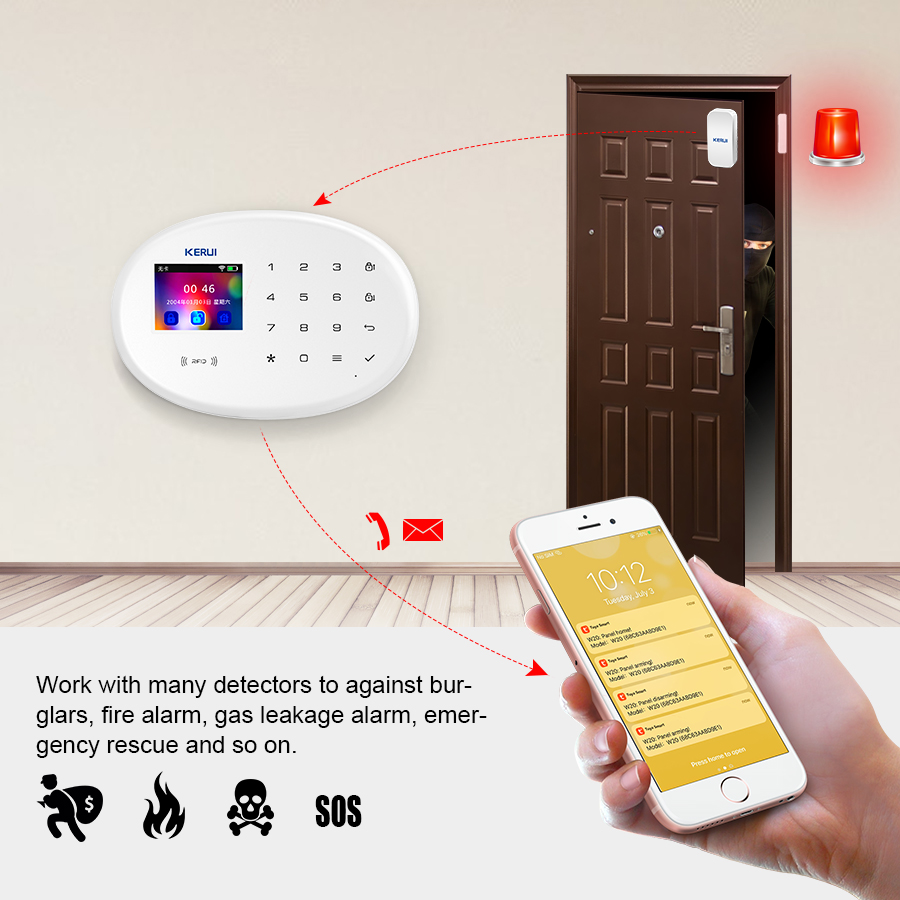 KERUI W202 警報システム WIFI GSM 警報ホ - Home Security Front Door Camera のレビューと価格