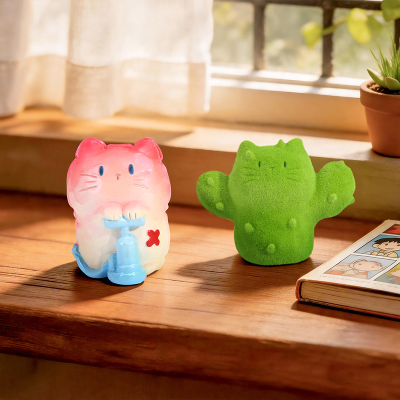 かわいい猫のブラインドボックスフィギュア。レジン製の卓上オー - Home Security Box のレビューと価格