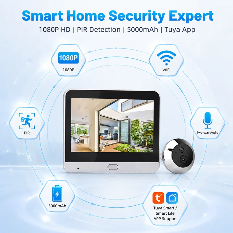 Tuya 3MP スマートWiFiデジタルドアビューカメラ  - Home Security Front Door Camera のレビューと価格