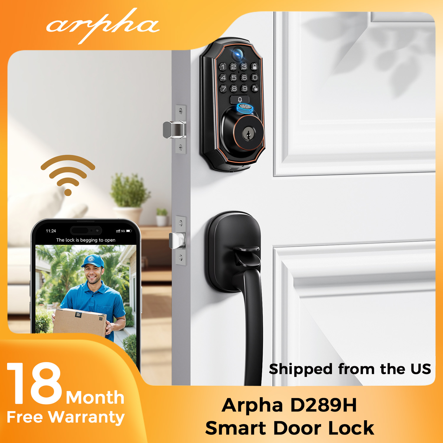 ARPHA D289H スマートドアロック。カメラ、アプリ制 - Home Security Front Door Camera のレビューと価格