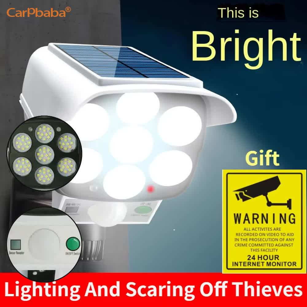 屋外ソーラーライト人感センサーセキュリティダミーカメラワイヤ - Home Security Flood Lights のレビューと価格