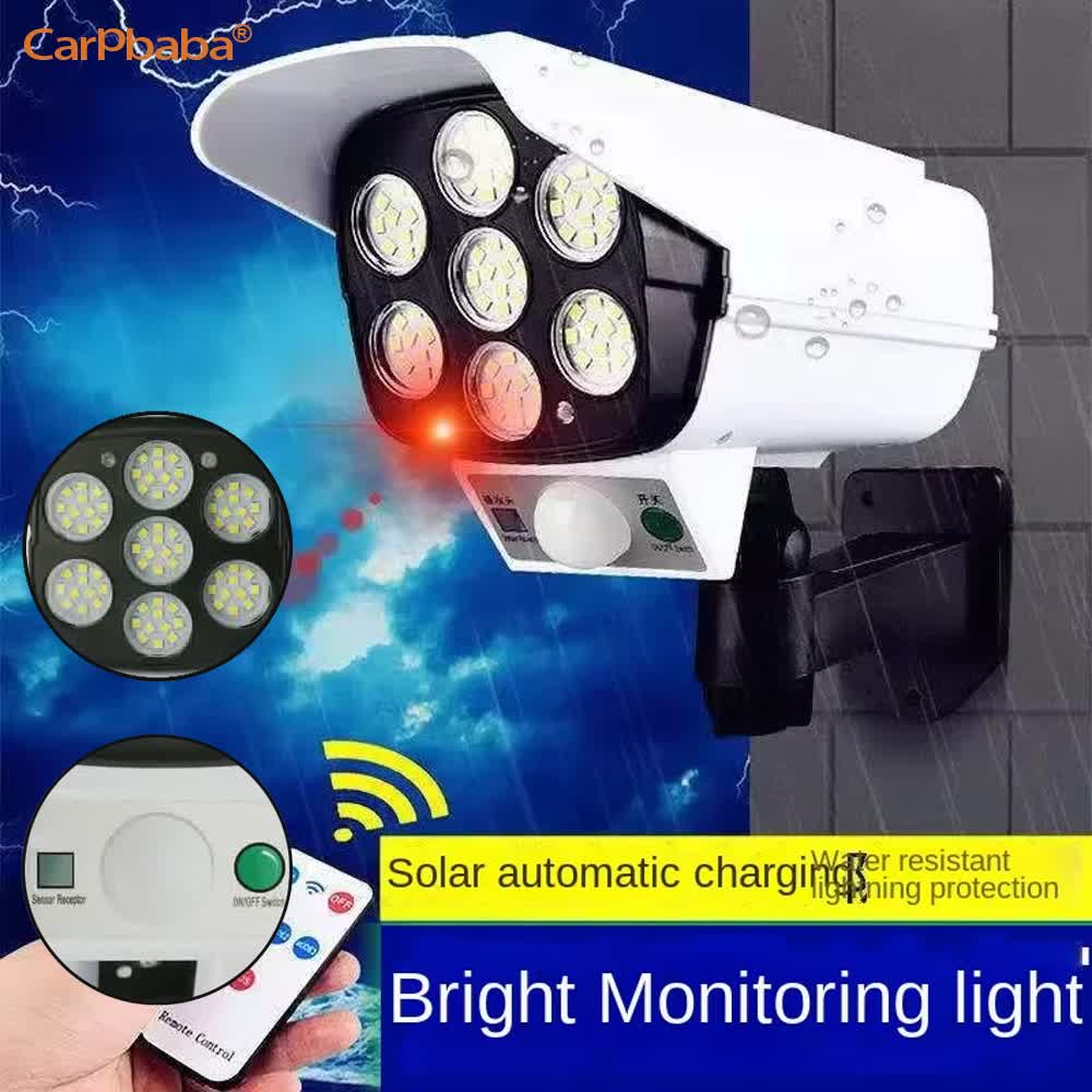 屋外ソーラーライト人感センサーセキュリティダミーカメラワイヤ - Home Security Flood Lights のレビューと価格