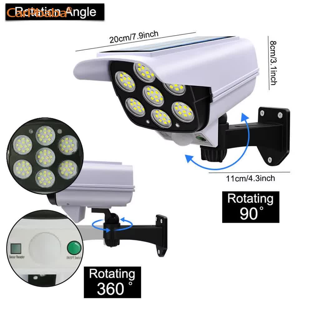 屋外ソーラーライト人感センサーセキュリティダミーカメラワイヤ - Home Security Flood Lights のレビューと価格