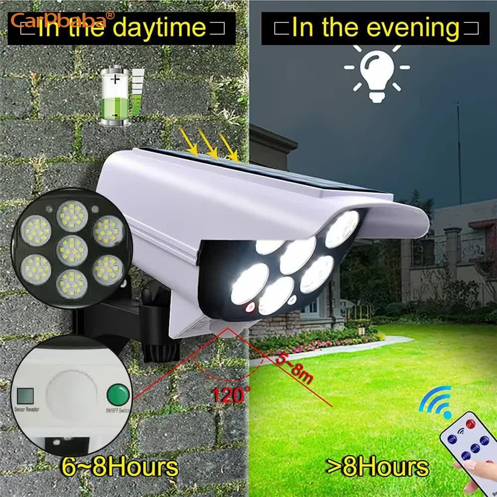 屋外ソーラーライト人感センサーセキュリティダミーカメラワイヤ - Home Security Flood Lights のレビューと価格